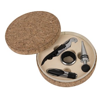 Набор для вина "Cork" (4 предмета); 15х4см; искусственная кожа, металл; лазерная гравировка Набор для вина "Cork" (4 предмета); 15х4см; искусственная кожа, металл; лазерная гравировка